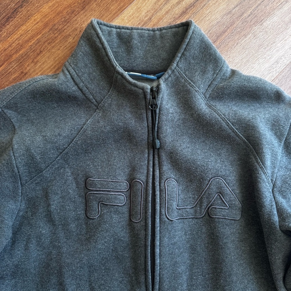 FILA Gray Full Zip Up Mock-neck Sweater Size: M Y2K Athleisure Logo Track Jacket - Picture 4 of 8